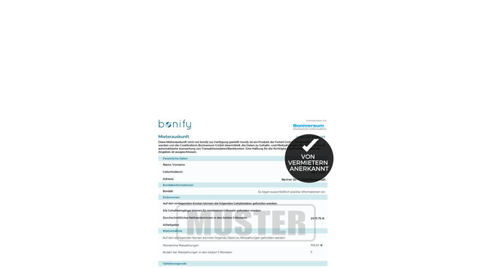 Bonitätsauskunft für Vermieter bonify